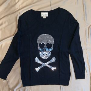WildFox sweater with silver sequin skull